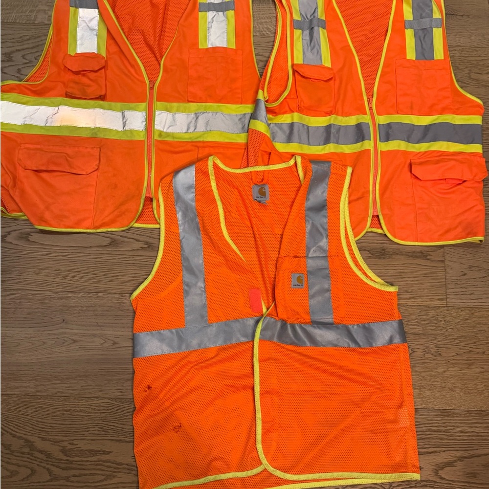 Orange Safety Vests with Reflective Stripes